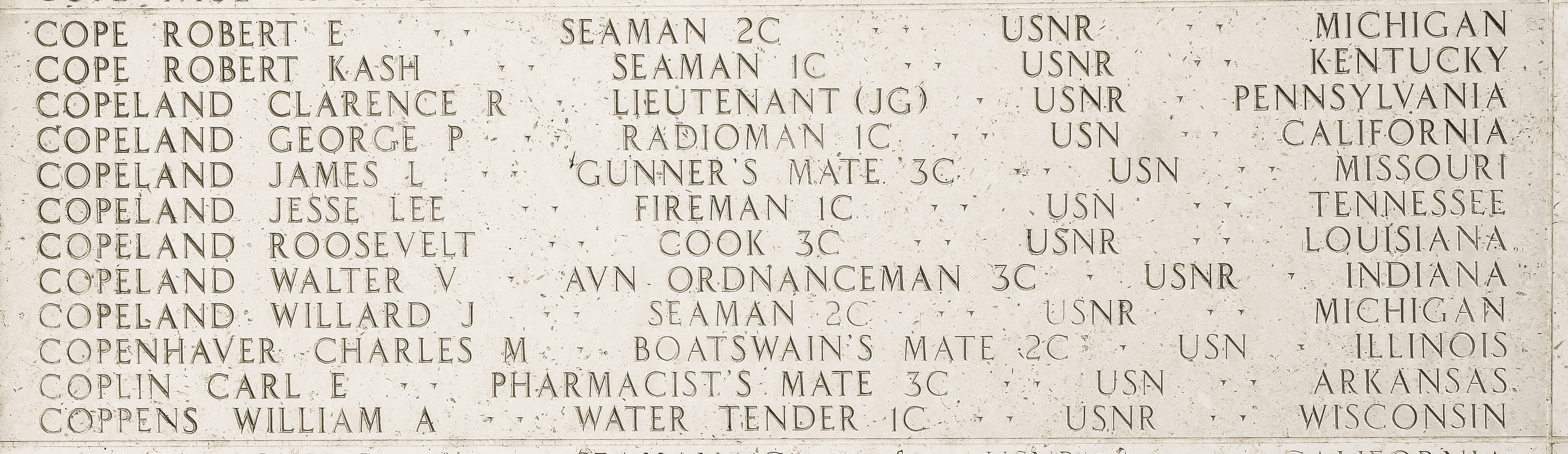 Robert E. Cope, Seaman Second Class